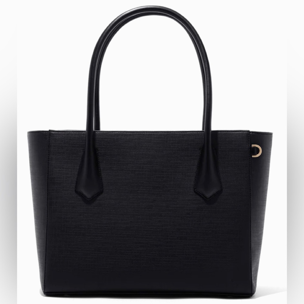 Dagne Dover Signature Legend Black Coated Canvas Large Laptop Tote Bag Zipper